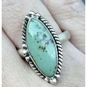 Native Style Sterling Silver Turquoise Ring Statement Southwest Boho Adjustable